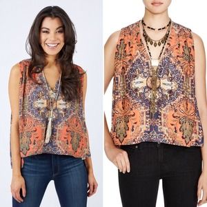 🧡 Free People Darcy Super V Printed Swing Tank